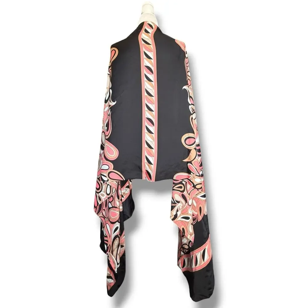 Michael Kors Abstract Mod‎ Print Satin Scarf Wrap Shawl Black Pink Euro Summer